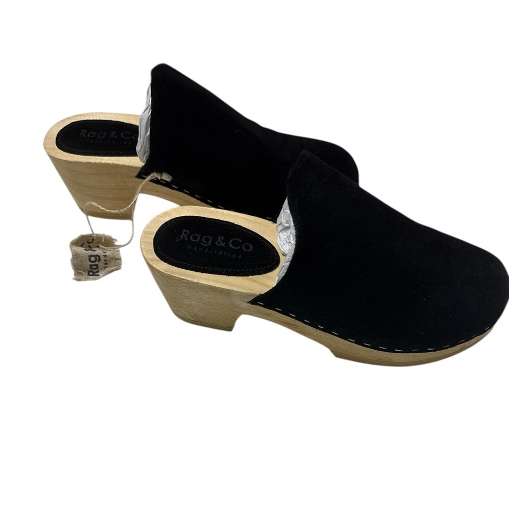 Rag & Co Darcie Black Suede Clogs NWT Size 6
